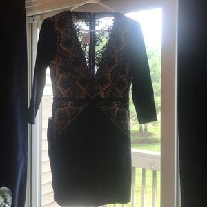 Bebe black long sleeve lace dress